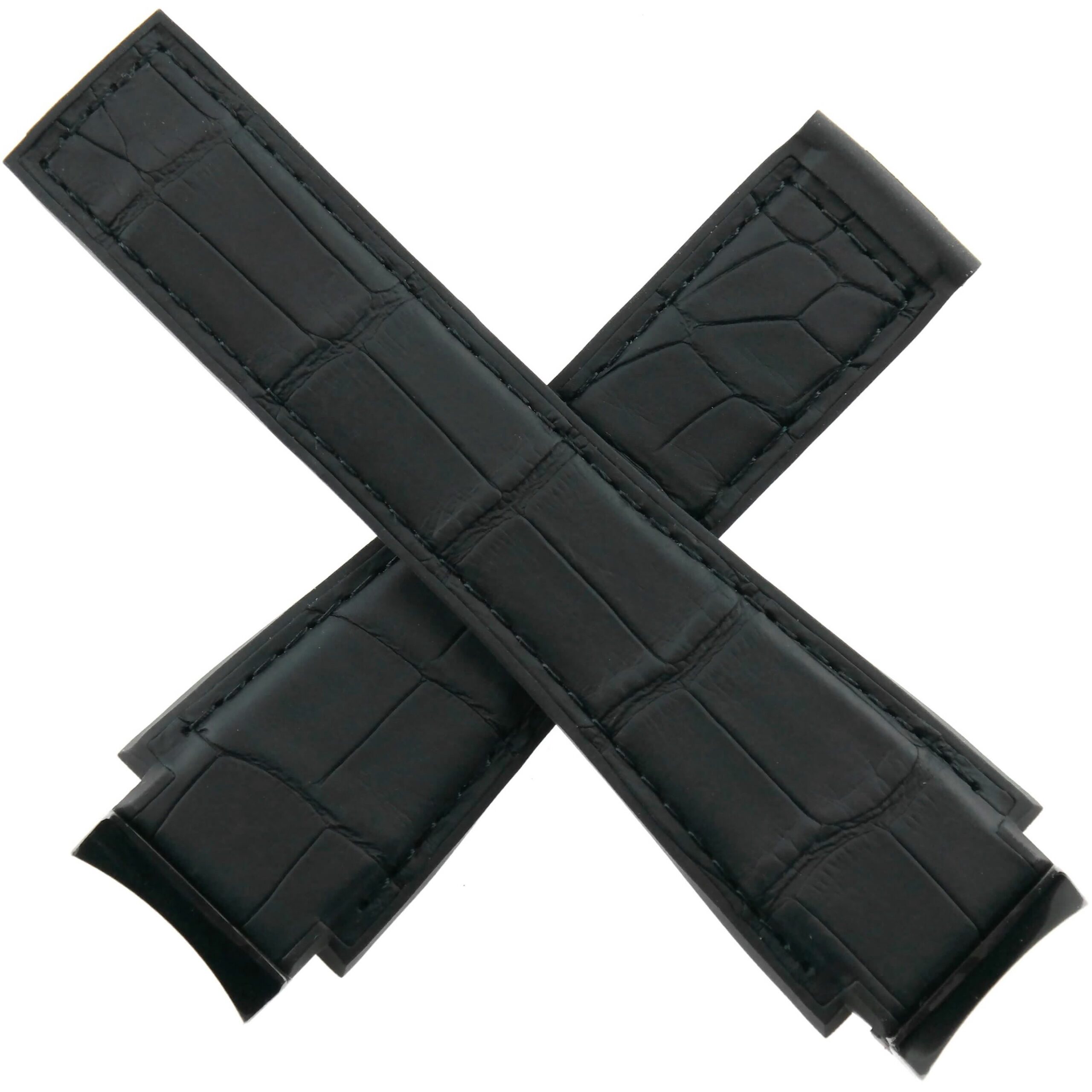 Authentic TAG Heuer Carrera Watch Strap with End-Links - Leather/Rubber - Black