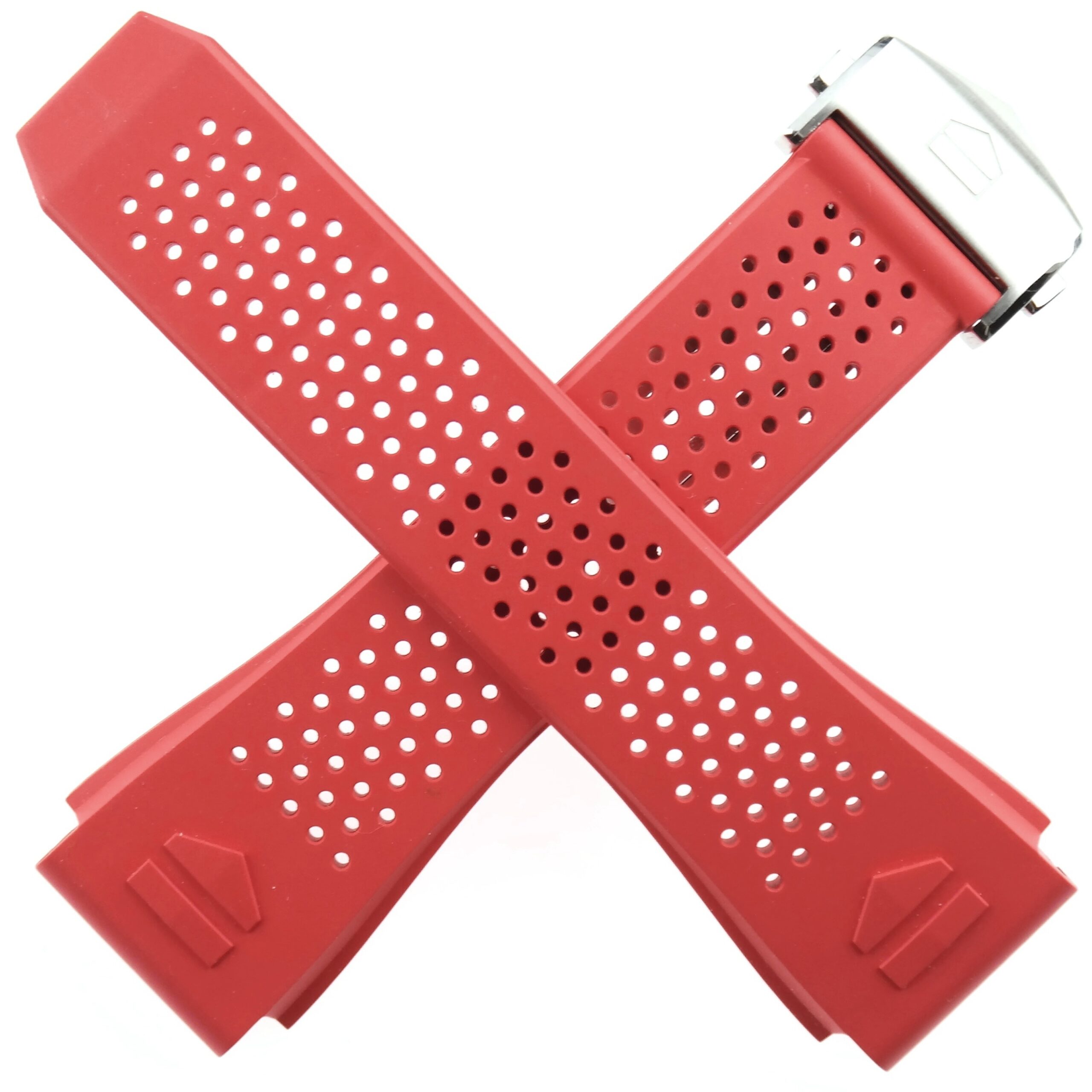 Authentic TAG Heuer Connected E3/E4 Rubber Strap with Deployant Clasp - Red