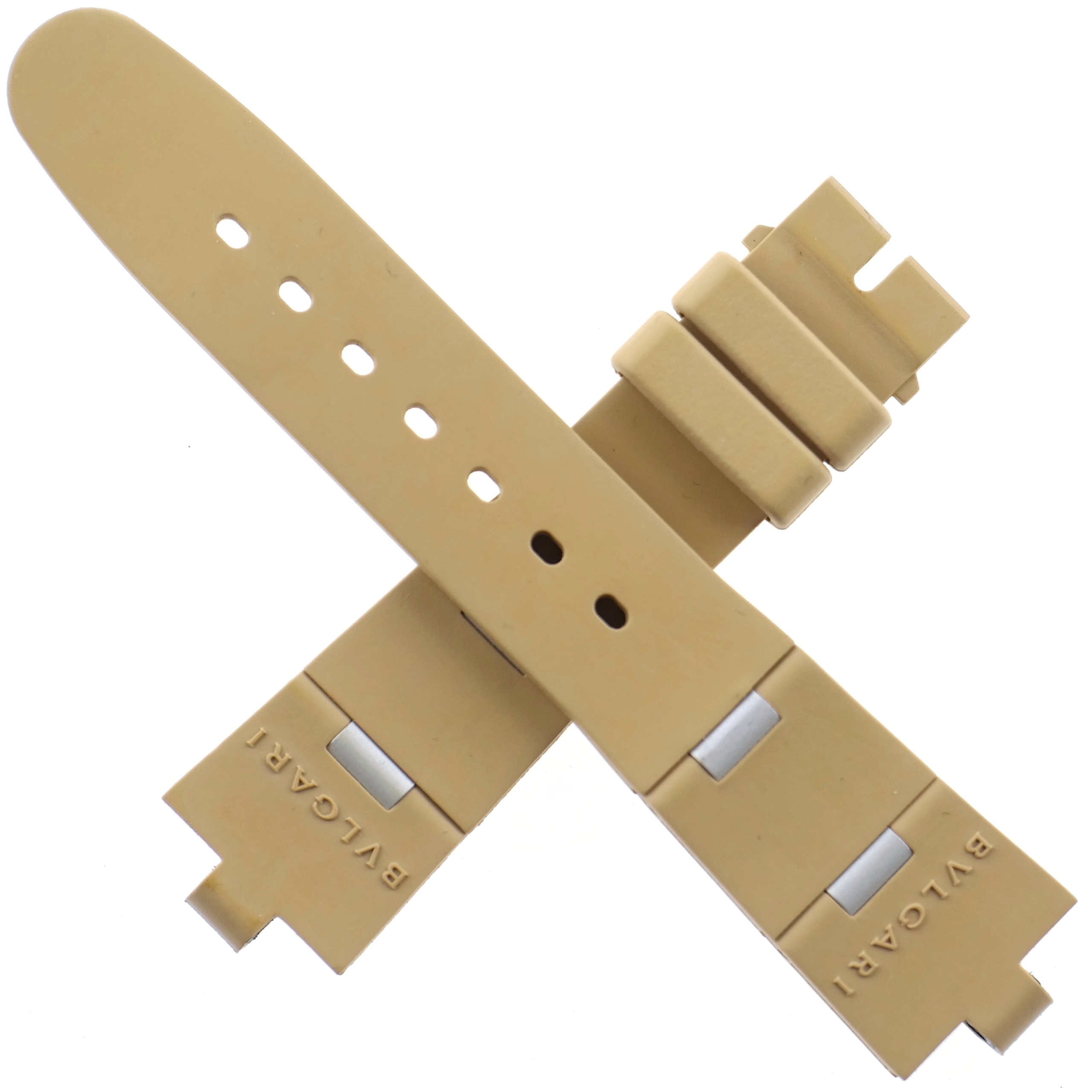 Authentic BVLGARI Rubber Watch Strap - 20-16/110-70 - Beige