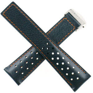 authentic heuer silverstone watch strap with heuer deployant clasp blue