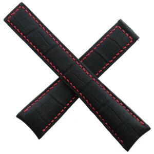 authentic tag heuer watch strap xl carrera 22 mm cousu main black/red