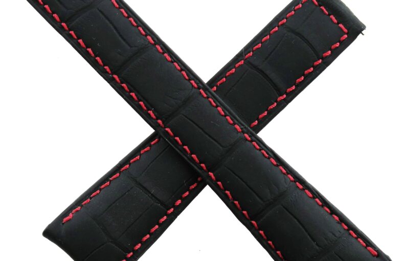 authentic tag heuer watch strap xl carrera 22 mm cousu main black/red