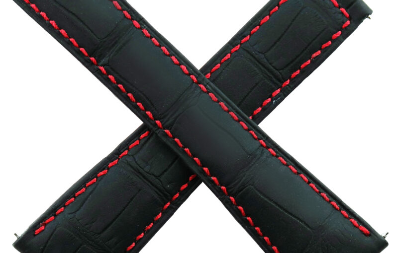 authentic tag heuer watch strap carrera 22 mm cousu main black/red