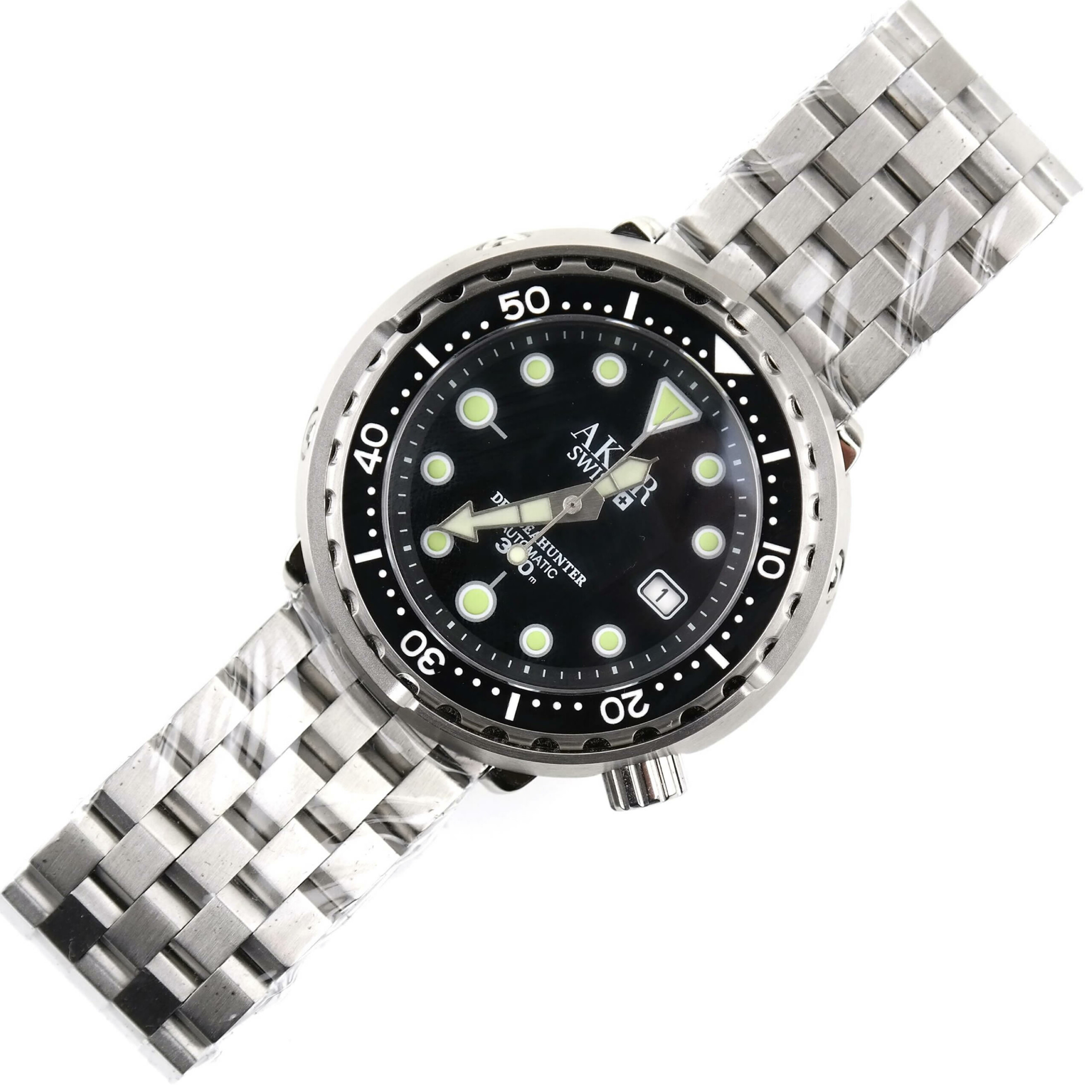 AKOR SWISS - DEEP SEA HUNTER Automatic Watch - Diving 300 M - Black