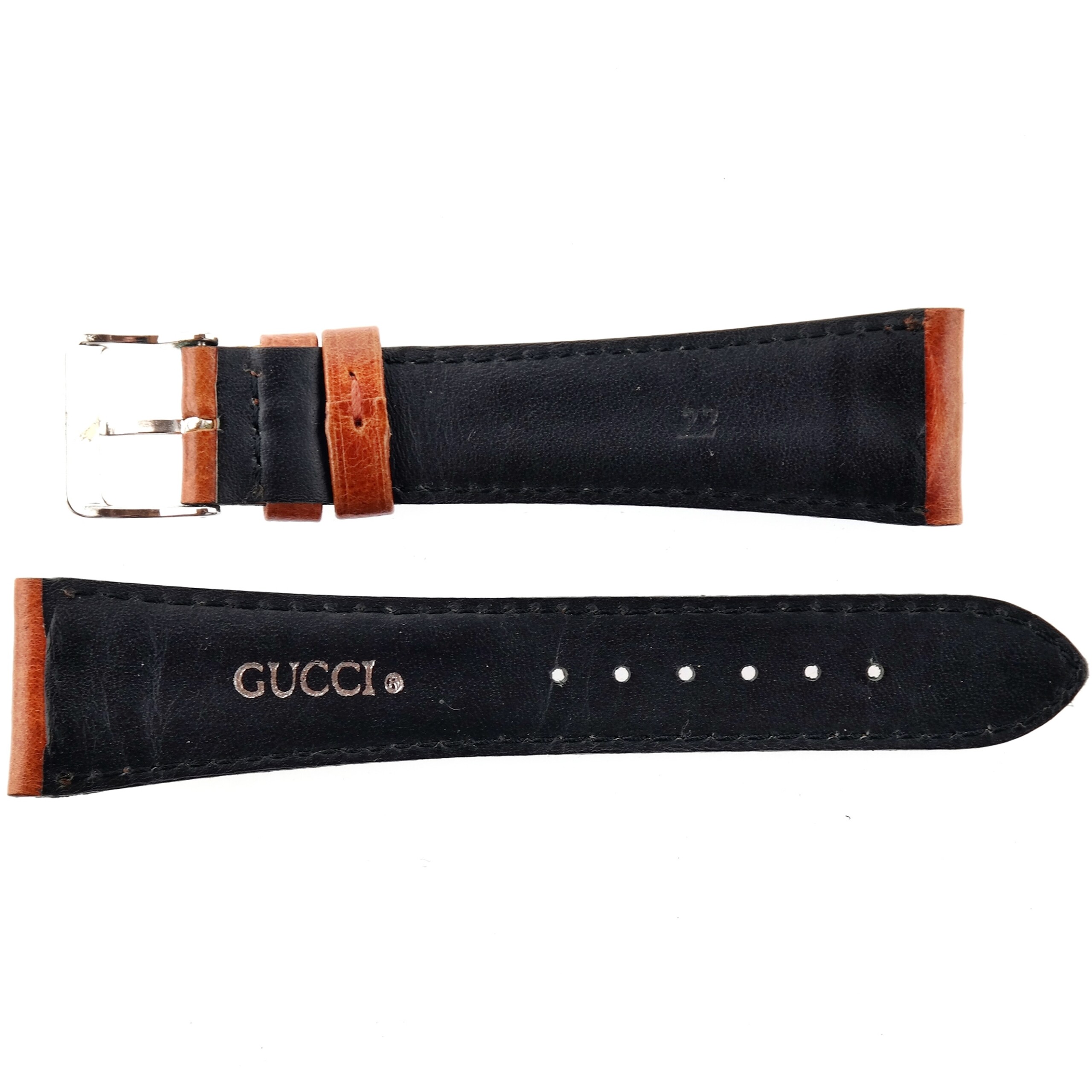 Authentic GUCCI Watch Strap - Brown, Blue or Green Leather - 22 mm
