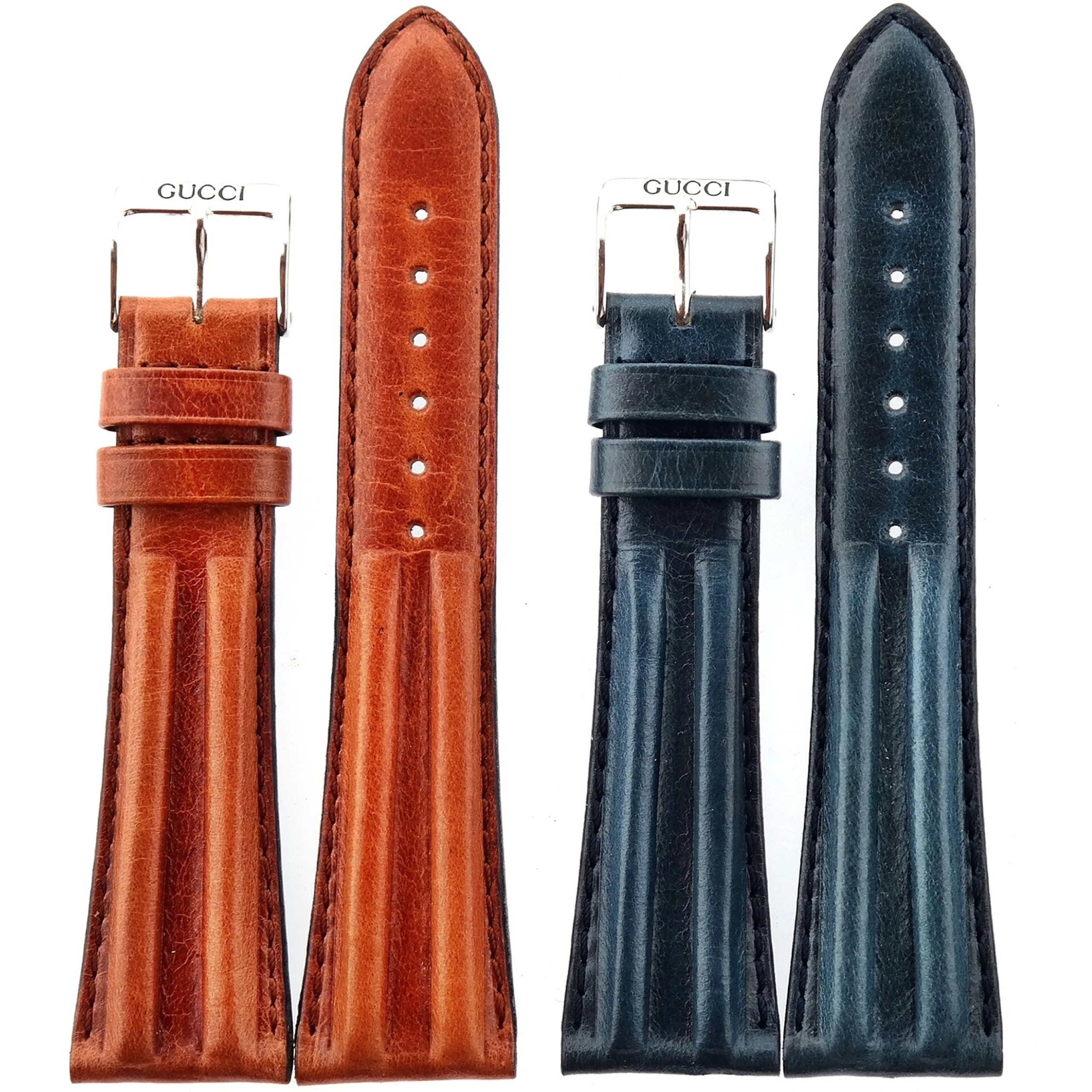 Authentic GUCCI Watch Strap - Brown or Blue Leather - 22 mm