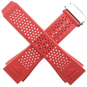 Authentic TAG Heuer Connected E3/E4 Rubber Strap with Deployant Clasp - Red
