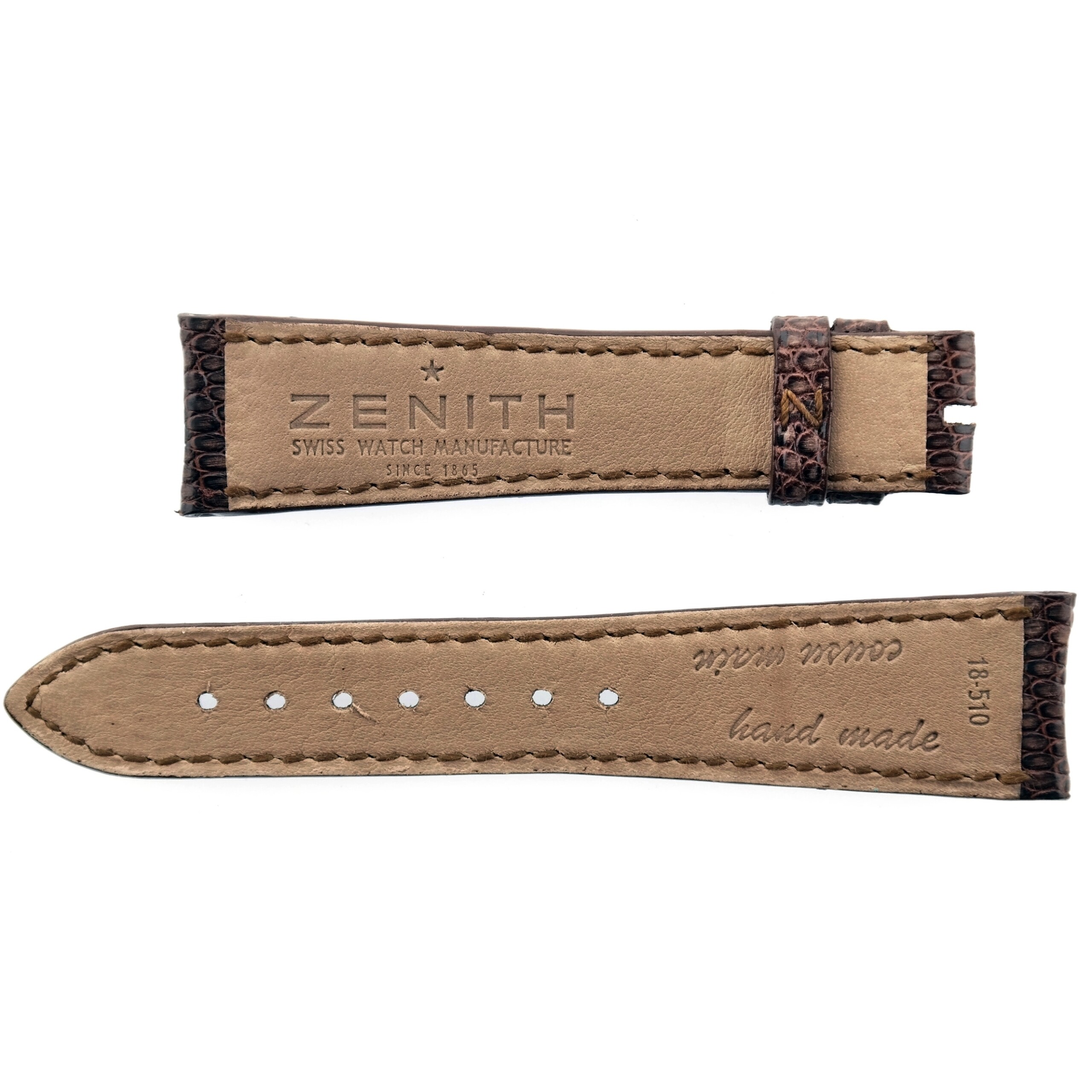 Authentic ZENITH - 18-510 - Leather Watch Strap - Hand Made - 18 mm