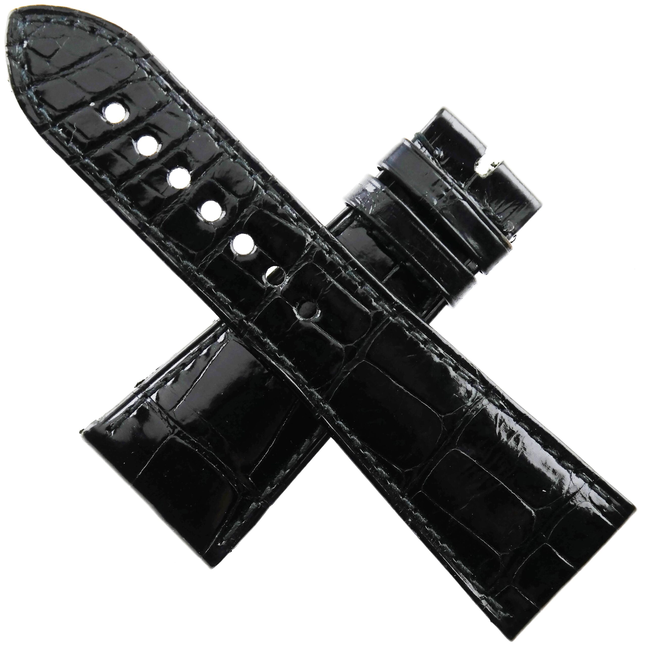 For CARTIER Tank Divan - Luxury Watch Strap - 24-19/105-60 - Lacquered Black