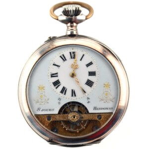 HEBDOMAS 8 Days Vintage Pocket Silver Watch
