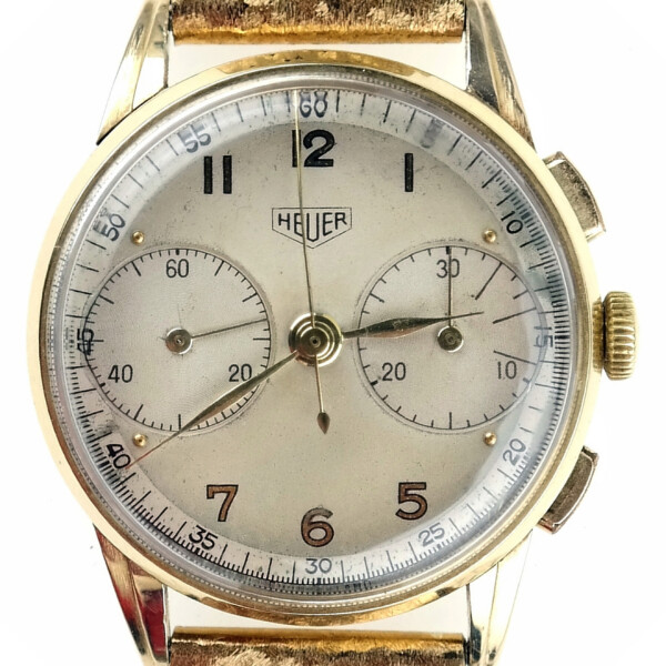 HEUER "Big Eyes" Valjoux 23 Chronograph Solid Gold from 1940s