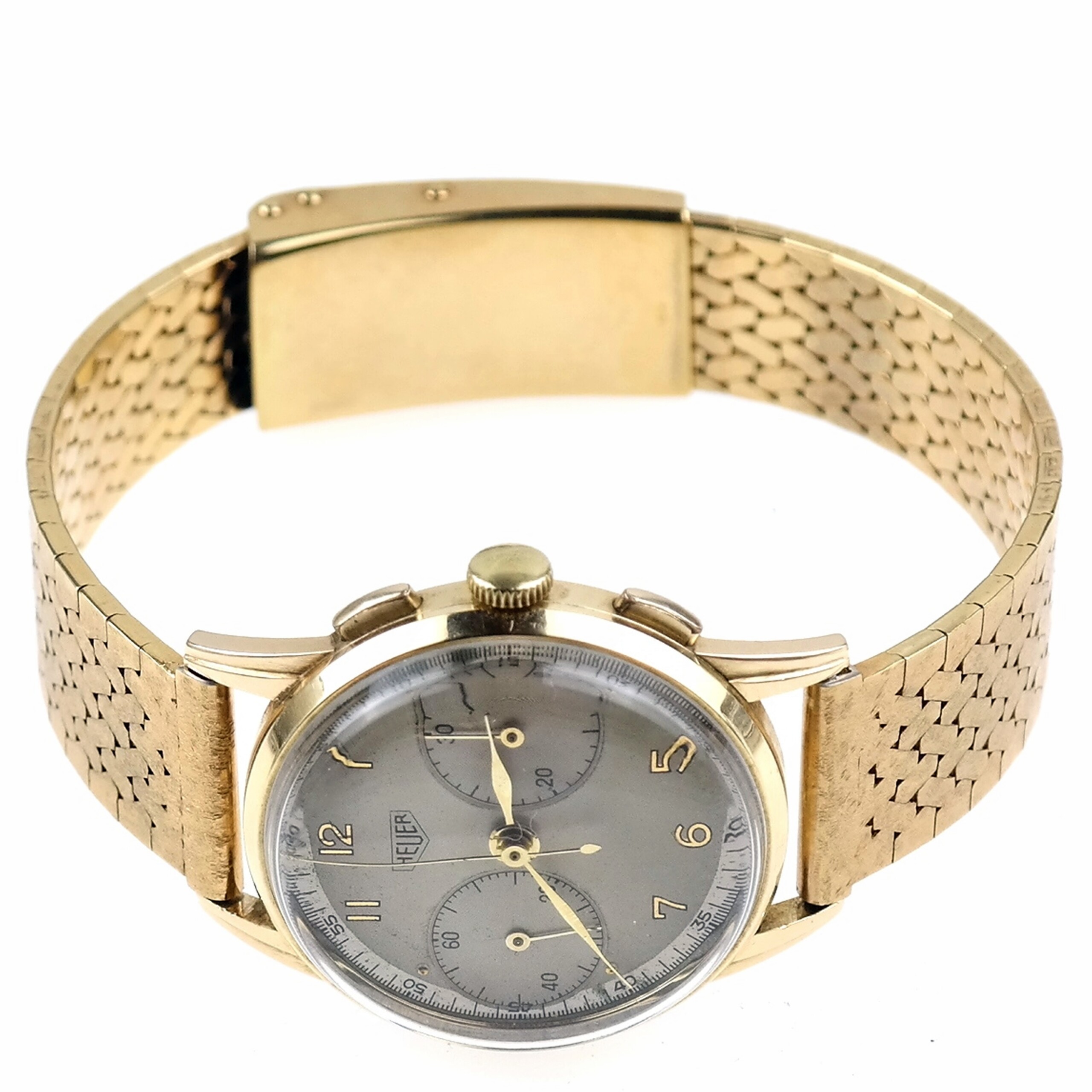 HEUER "Big Eyes" Valjoux 23 Chronograph Solid Gold from 1940s
