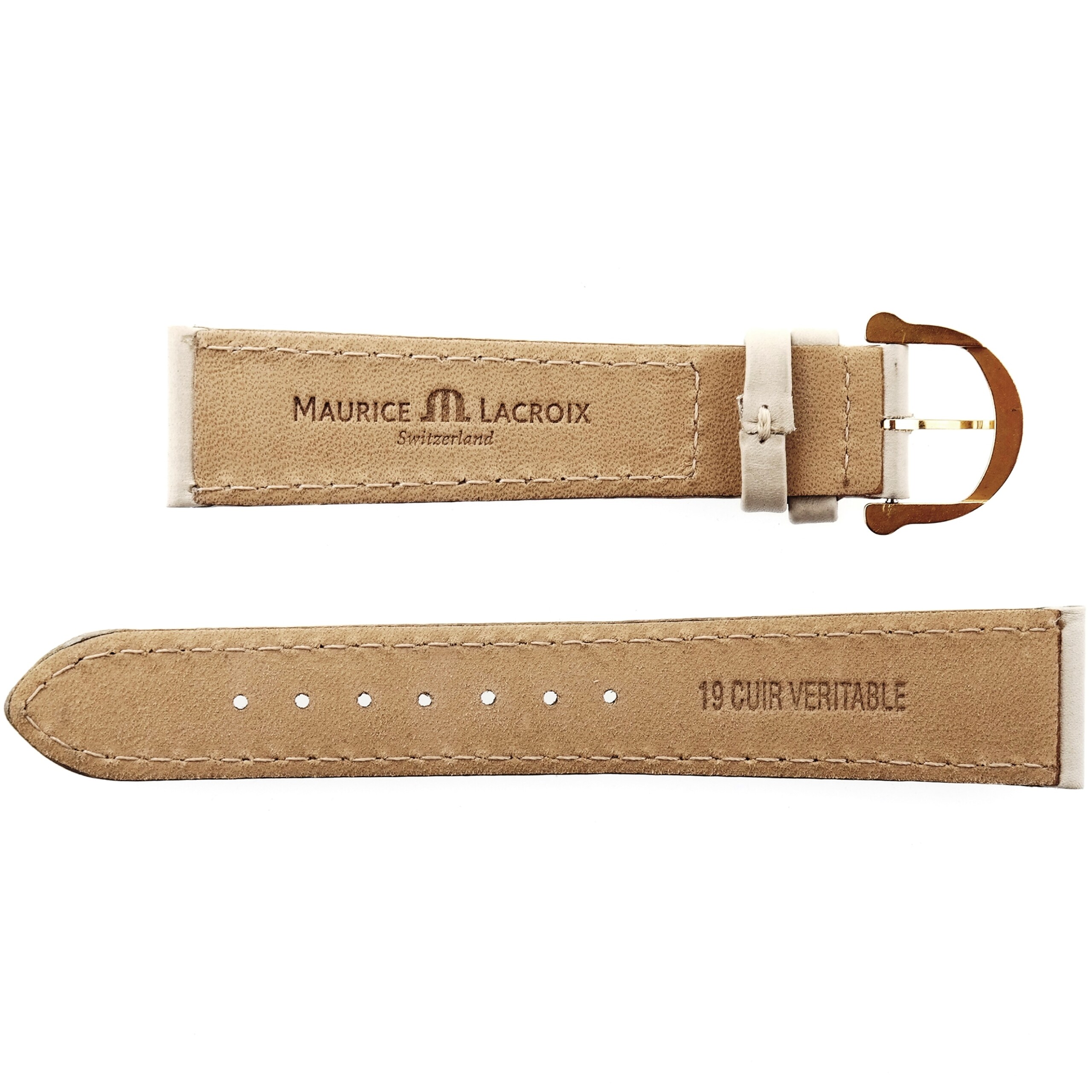 MAURICE LACROIX - Leather Watch Strap - 19/16 75/110 - Swiss Made - Beige