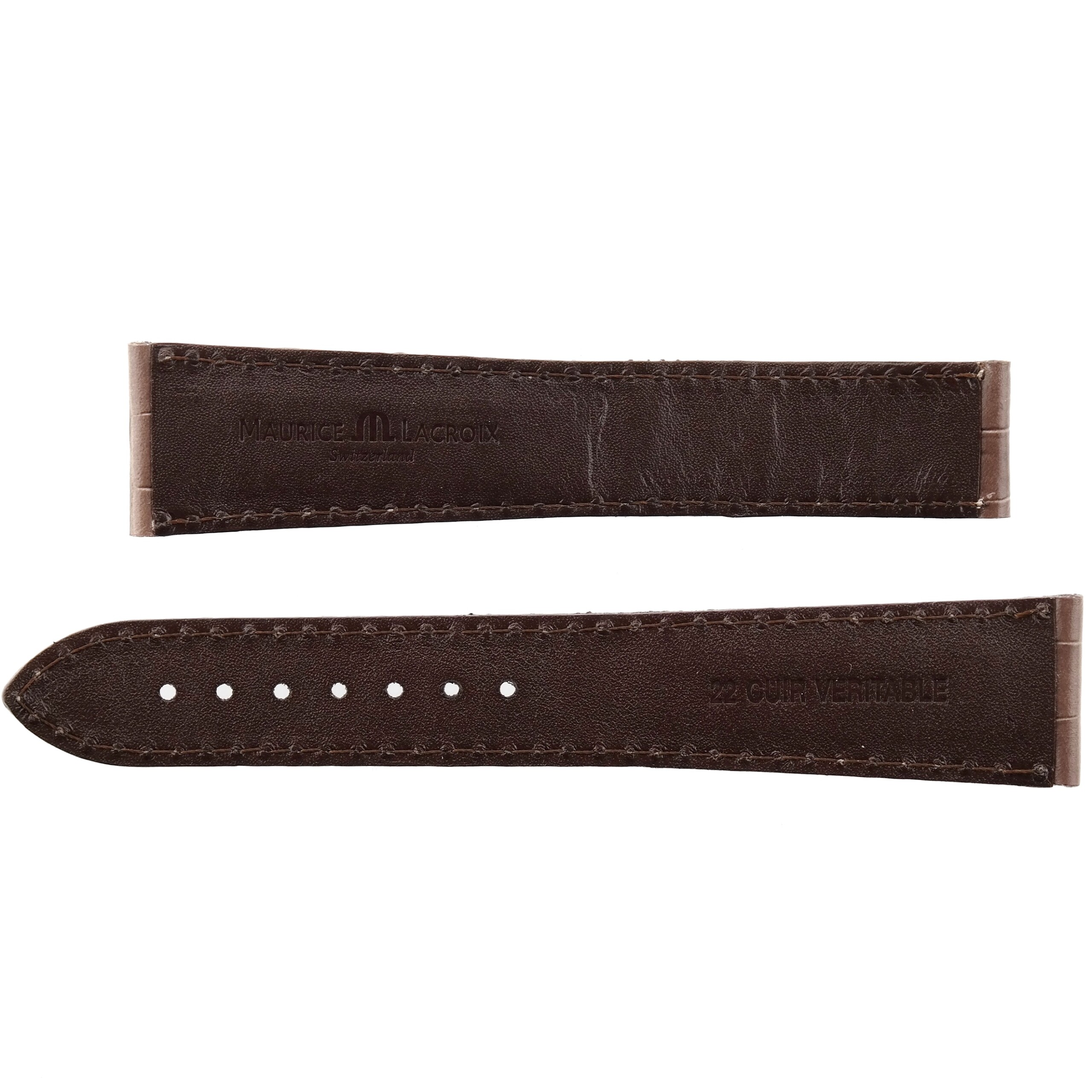 MAURICE LACROIX - Leather Watch Strap - 22/18 100/125 - Swiss Made - Brown - XL