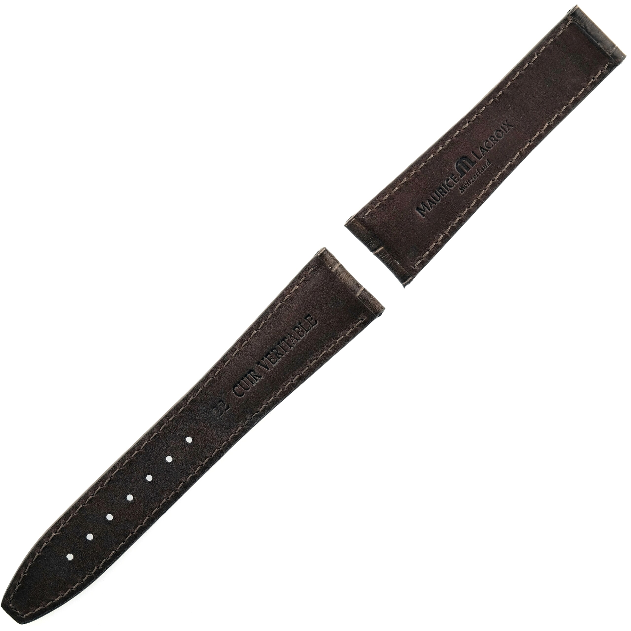 MAURICE LACROIX - Leather Watch Strap - 22/18 80/120 - Swiss Made - Brown