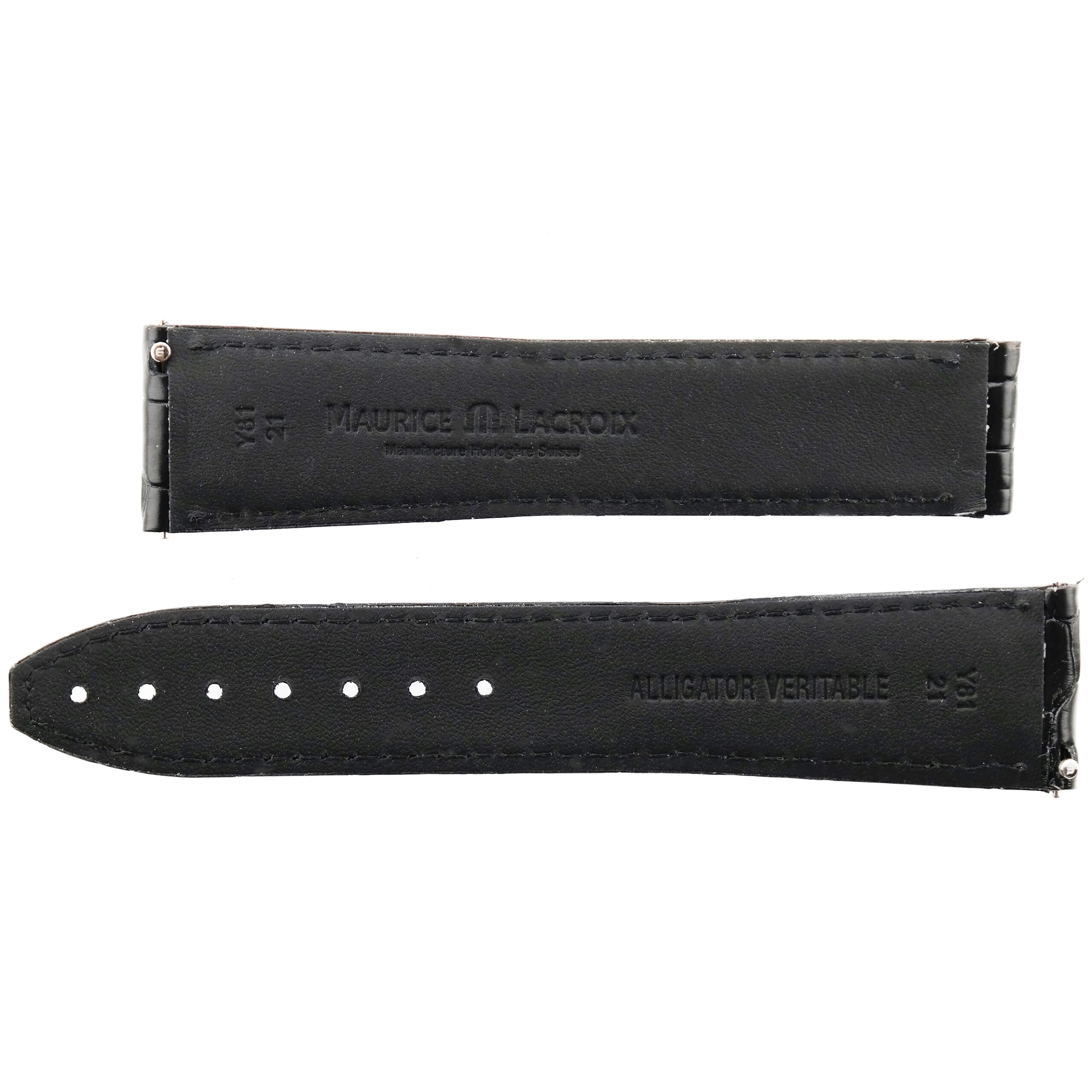 MAURICE LACROIX - Luxury Watch Strap - 21/18 90/110 - Swiss Made - Black Gator