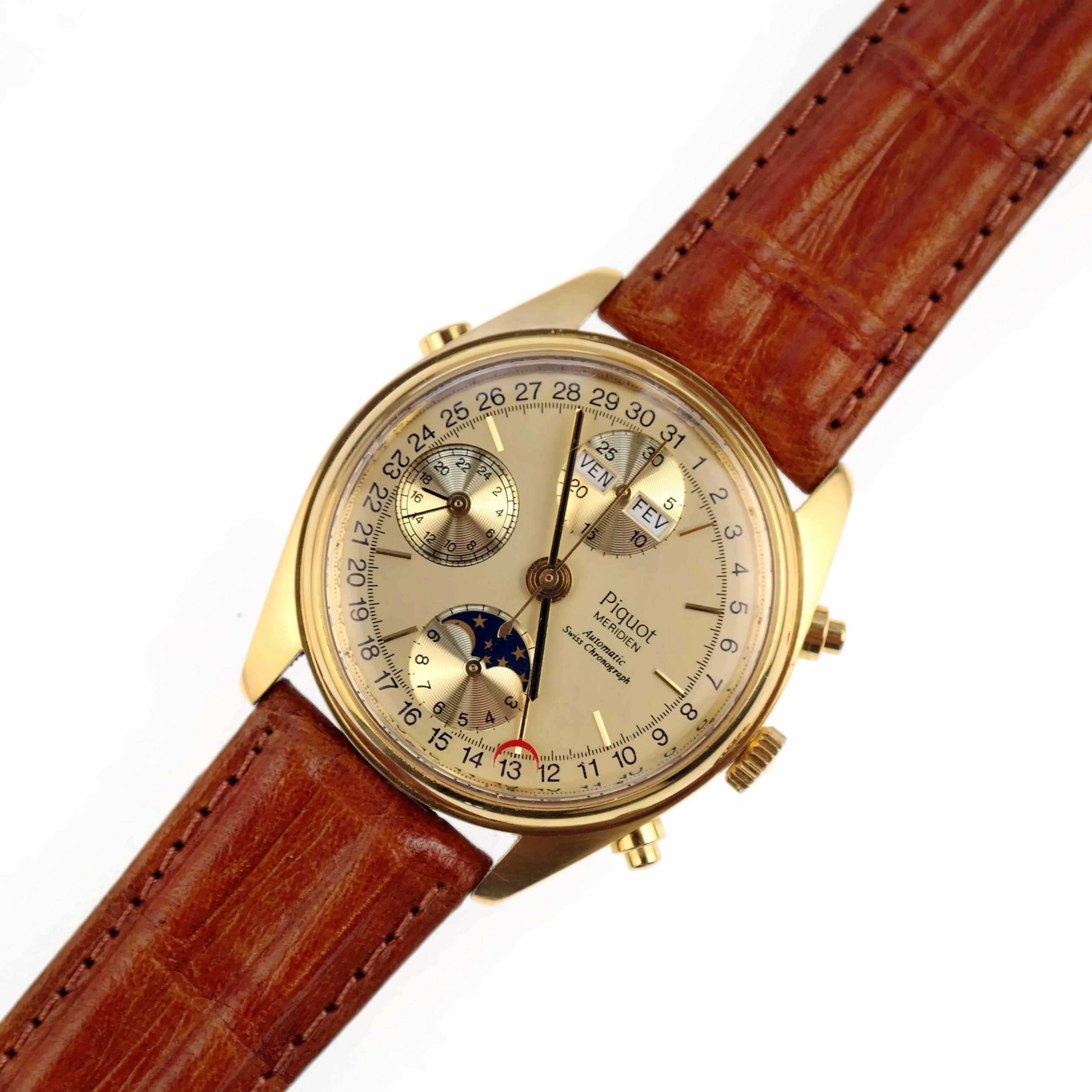 PIQUOT Deals Automatic Watch Online Chronograph Swiss Phase MERIDIEN Moon Valjoux - 7751 Watch