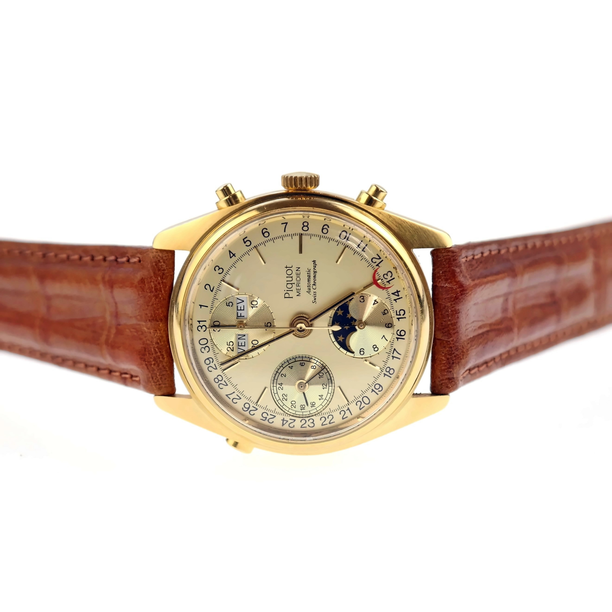 7751 MERIDIEN Valjoux PIQUOT Phase Chronograph Watch Swiss Deals - Automatic Online Moon Watch