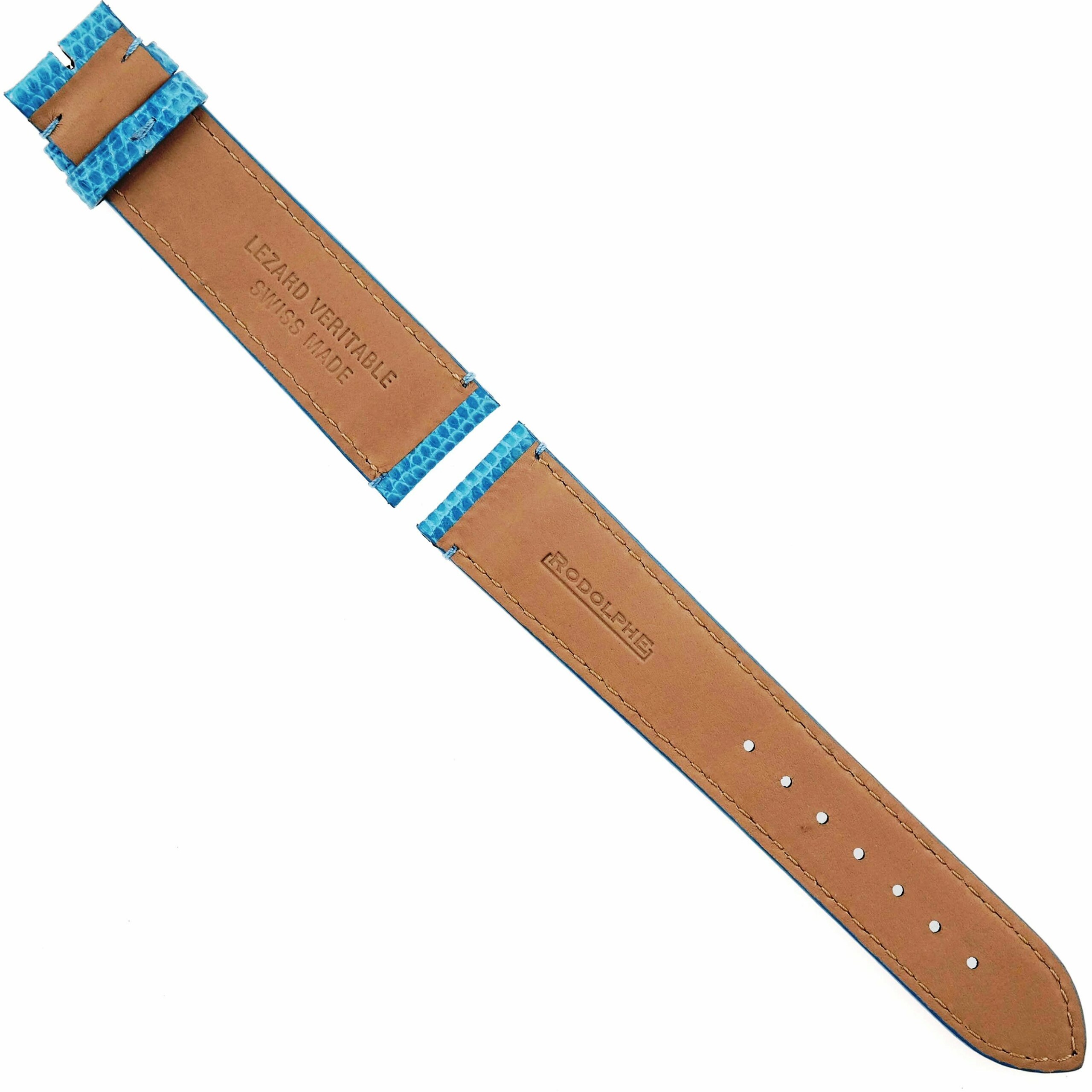RODOLPHE - Luxury Watch Strap - 20 mm - Genuine Lizard - Swiss Made - Blue