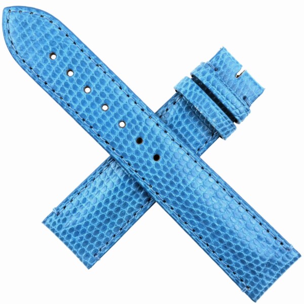 RODOLPHE - Luxury Watch Strap - 20 mm - Genuine Lizard - Swiss Made - Blue