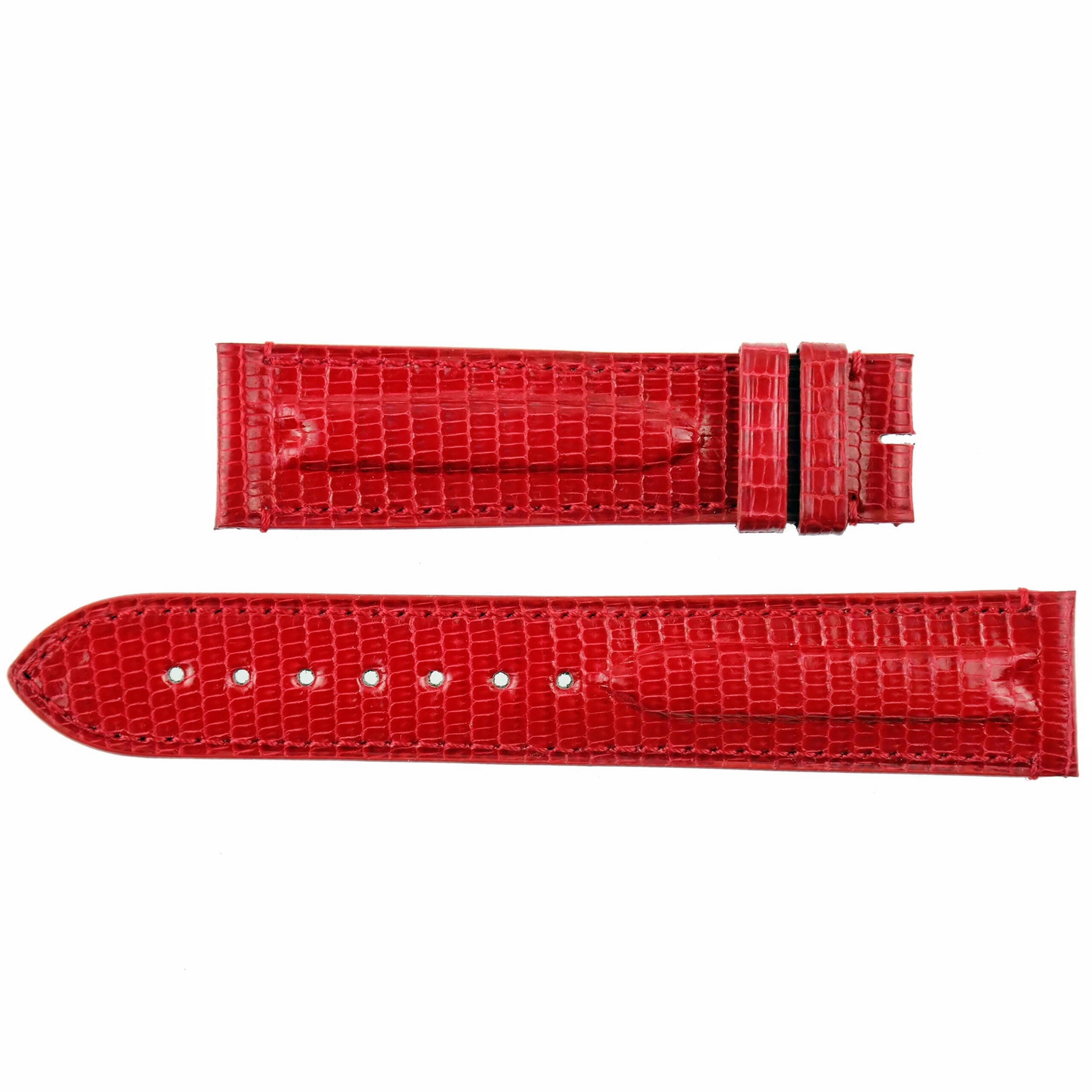 RODOLPHE - Luxury Watch Strap - 20 mm - Genuine Lizard - Swiss Made - Red
