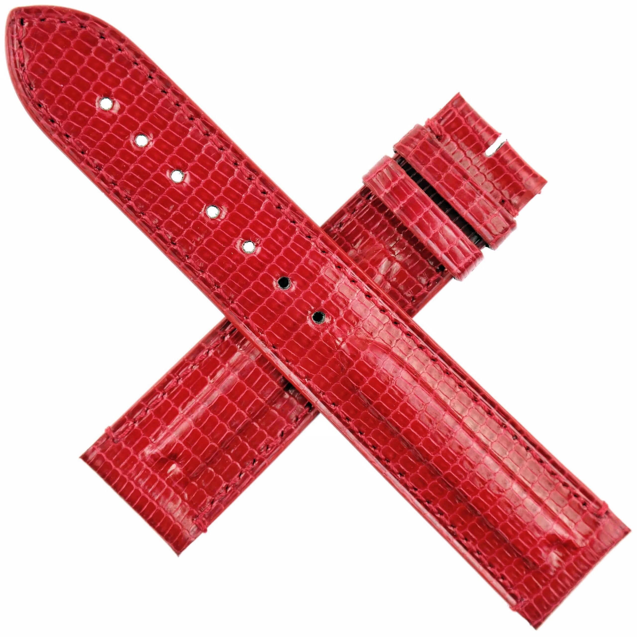 RODOLPHE - Luxury Watch Strap - 20 mm - Genuine Lizard - Swiss Made - Red