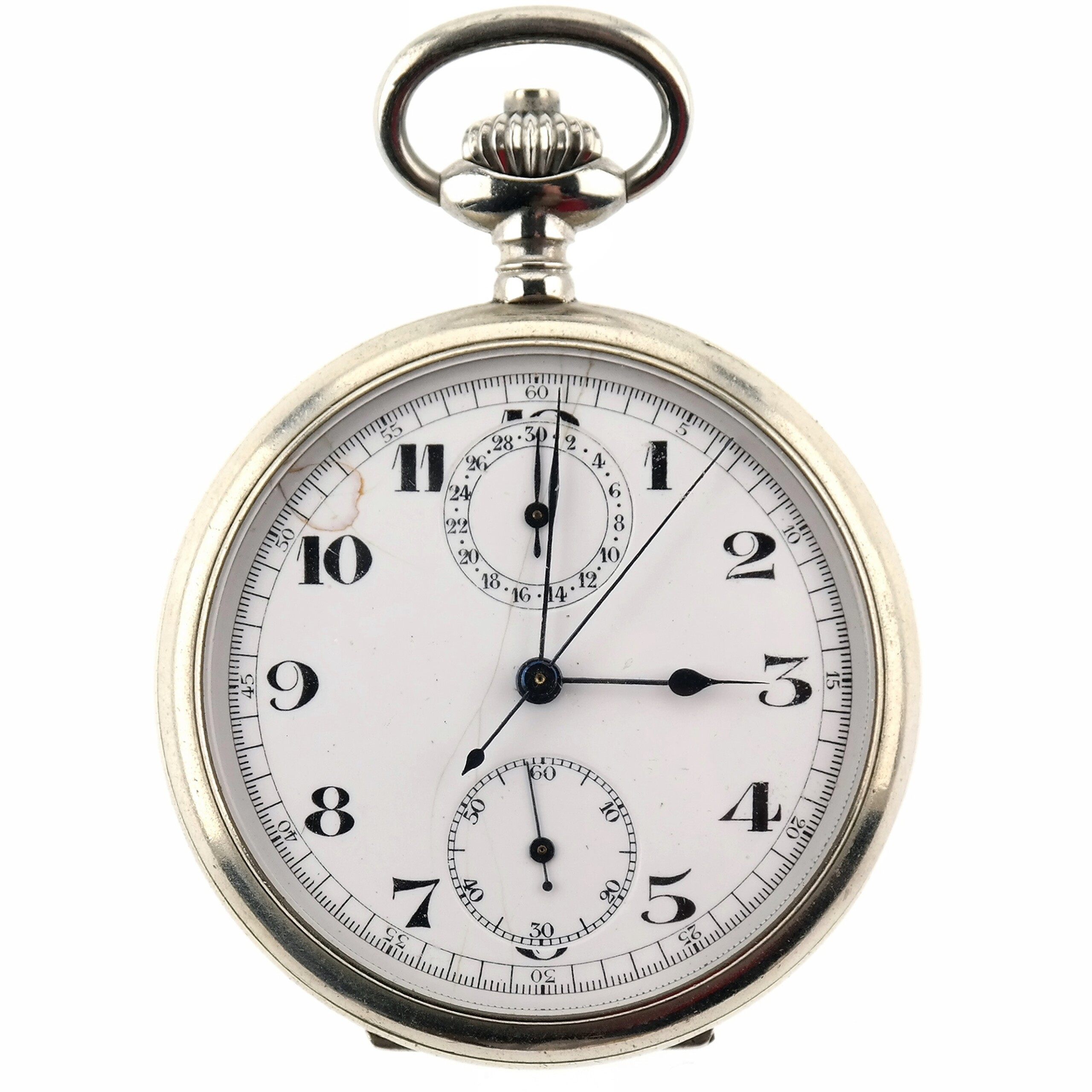Single Pusher Column Wheel Chronograph Vintage Pocket Watch