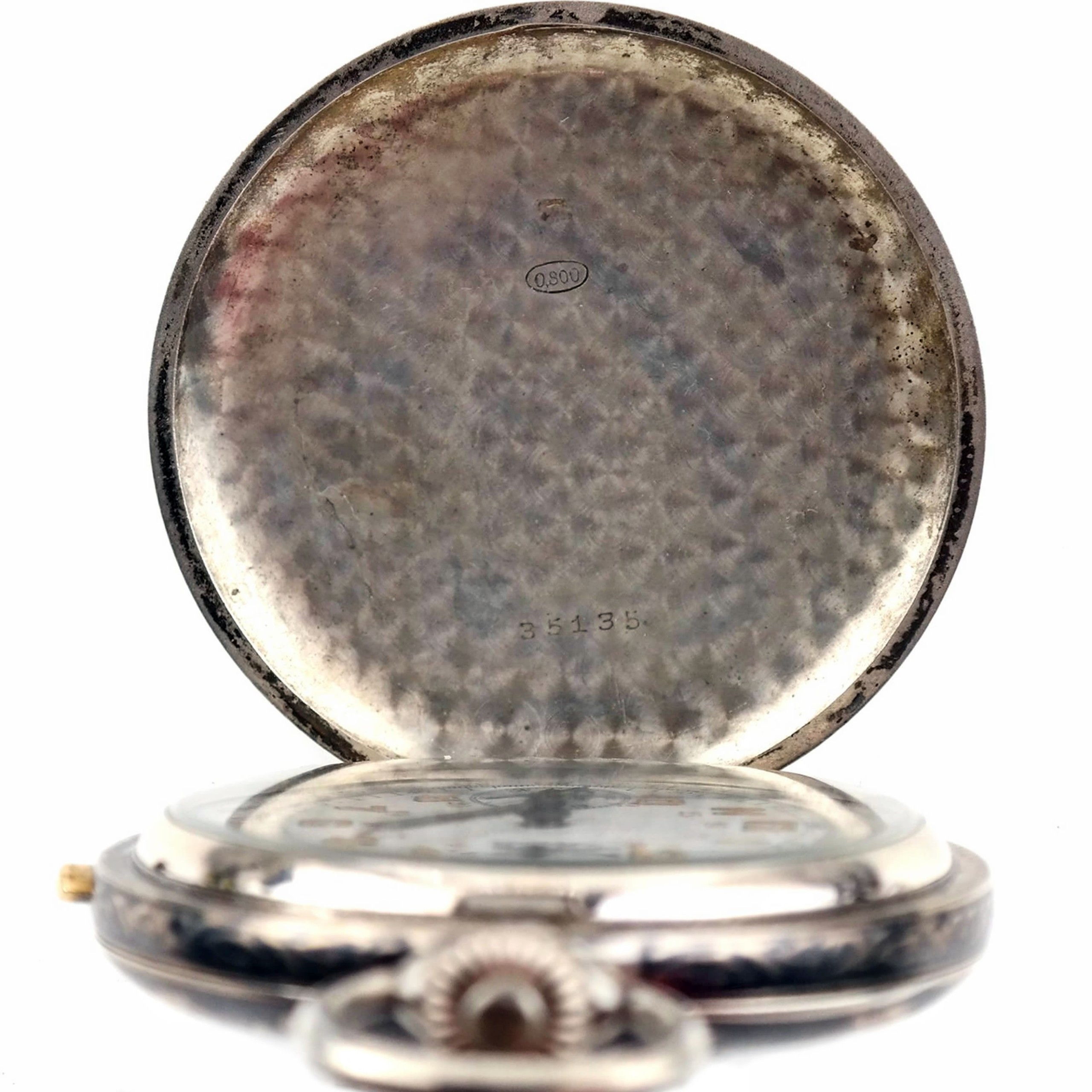 Single Pusher Column Wheel Chronograph Vintage Silver Pocket Watch