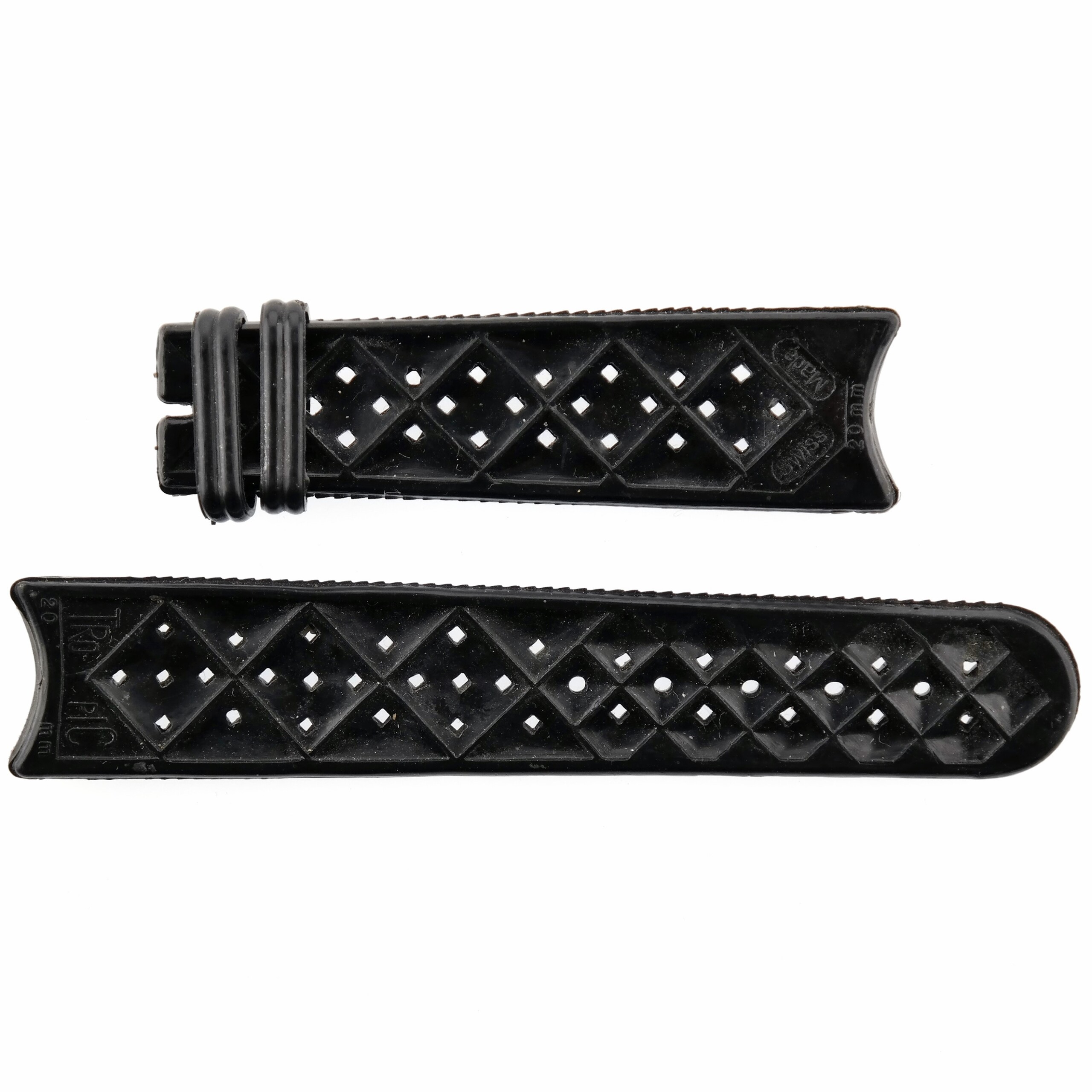 Vintage BESTFIT TROPIC Watch Strap - Curved Ends - 20 mm - Black - Swiss Made
