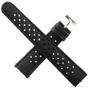 Vintage Natural Rubber Watch Strap - 1691 - 19 mm - Black - Swiss Made