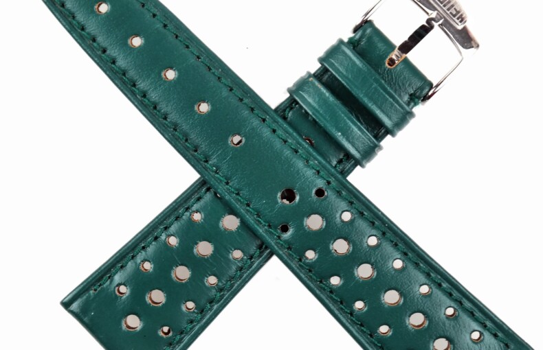 Vintage Rodania 1970s HEUER Watch Strap - British Racing Green - 22 mm