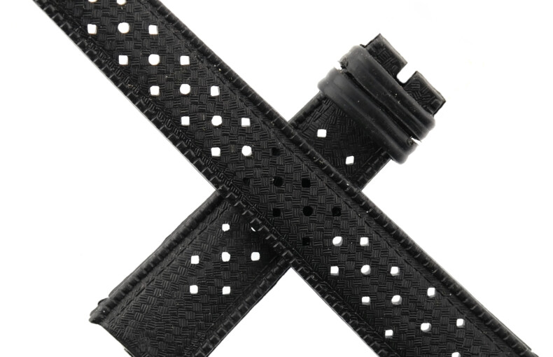 vintage natural rubber watch strap 1691 19 mm black swiss made